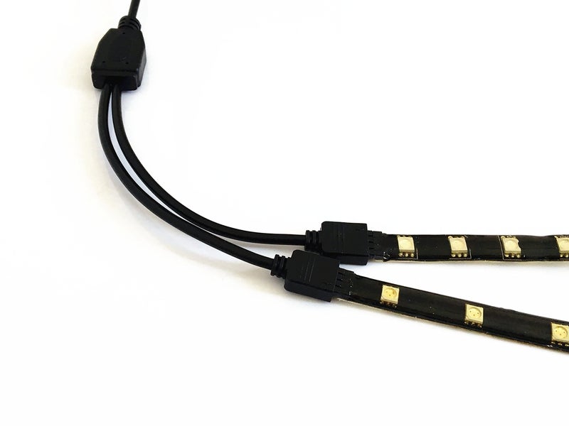 HUALAND 2PCS Black 4 Pins LED Splitter Cable LED Strip Connector 2 Way Splitter Y Splitter for One to Two RGB 5050 3528 Light Strips with 6X Male 4 Pin Plugs -29.5cm/11.6inch Long - Image 5